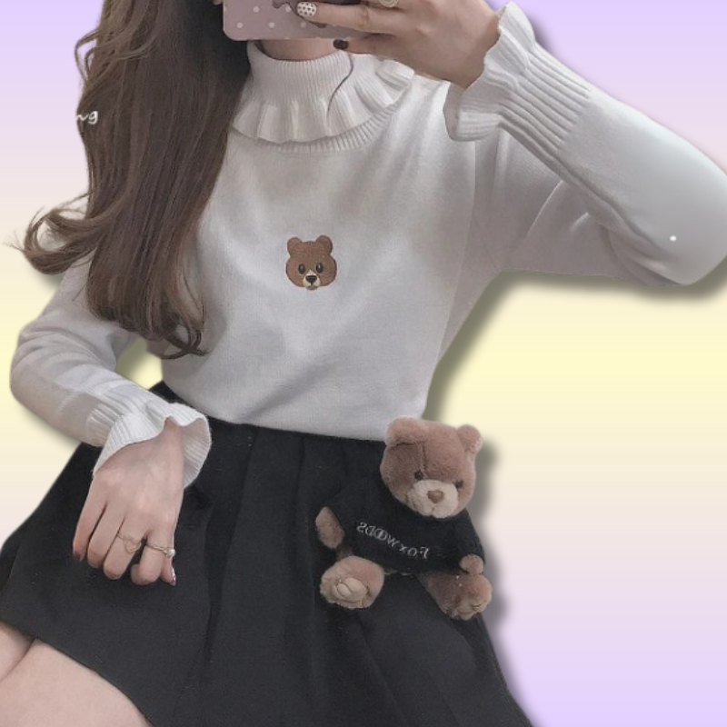 Pull Kawaii à Col Montant