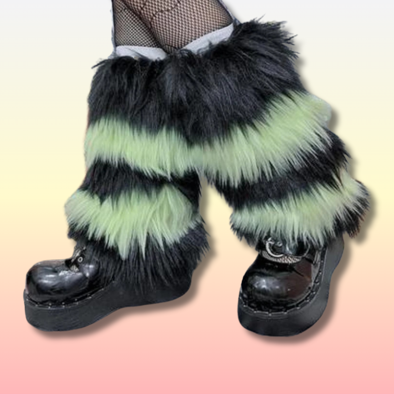 Jambières en Peluche à Rayures