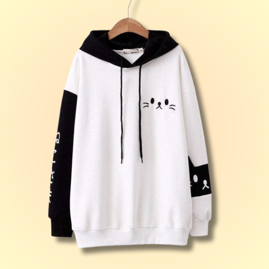 Sweat Kawaii Neko Noir et Blanc