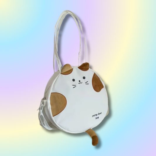 Kawaii Cat Round Tote Bag