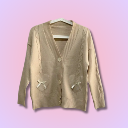 Poches Coeur Kawaii Cardigan