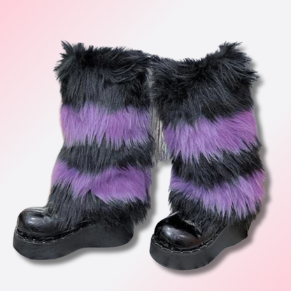 Jambières en Peluche à Rayures