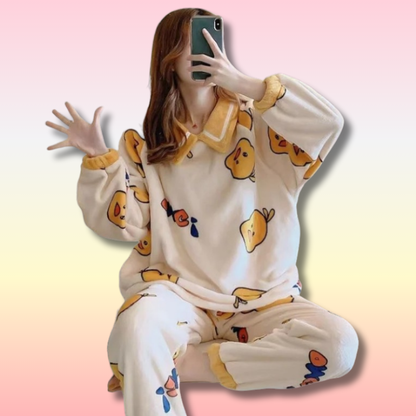 Kawaii Fleece Pajamas Sets Women