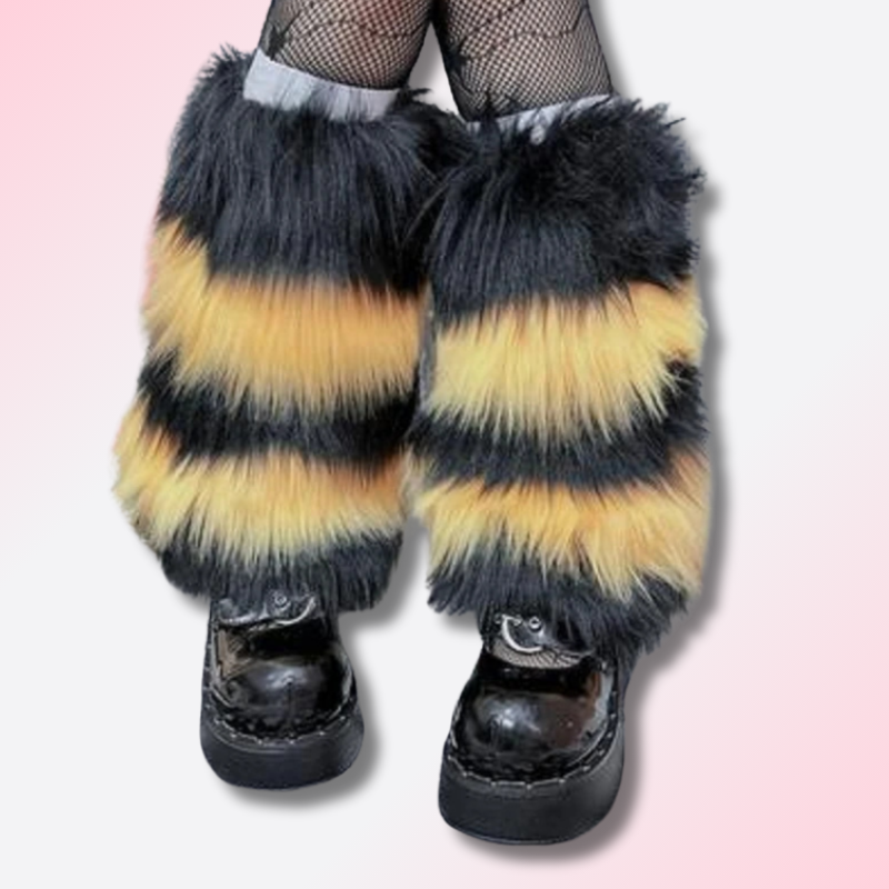Jambières en Peluche à Rayures