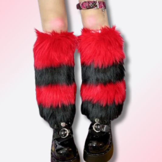 Jambières en Peluche à Rayures