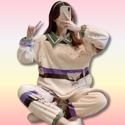 Kawaii Fleece Pajamas Sets Women
