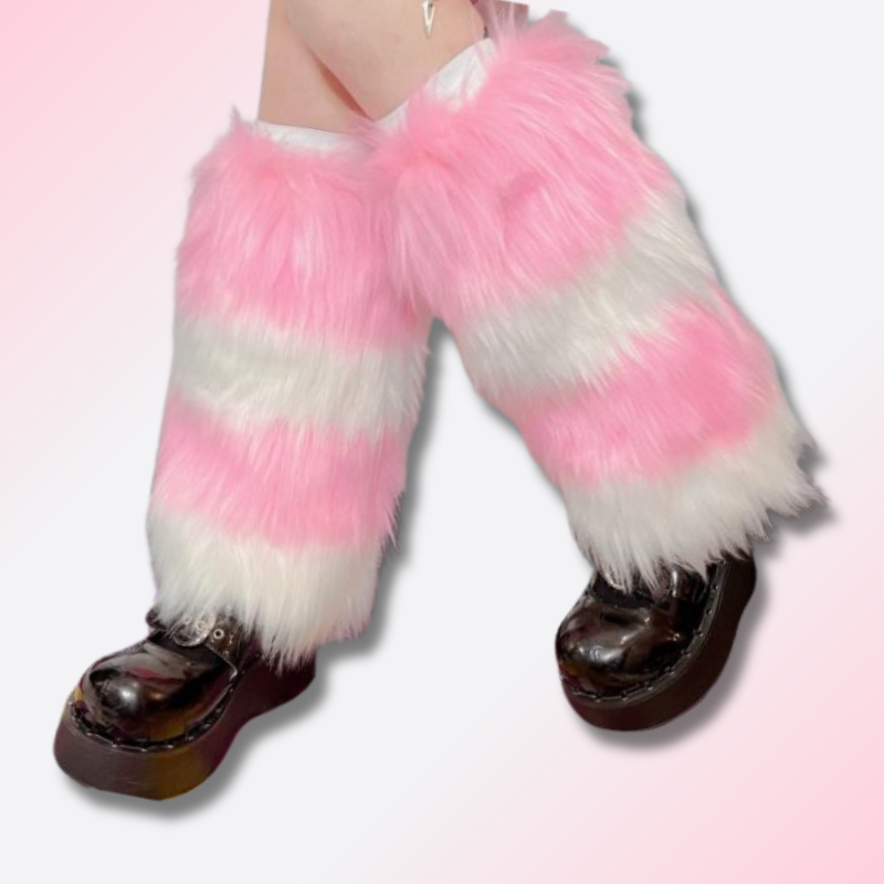Jambières en Peluche à Rayures