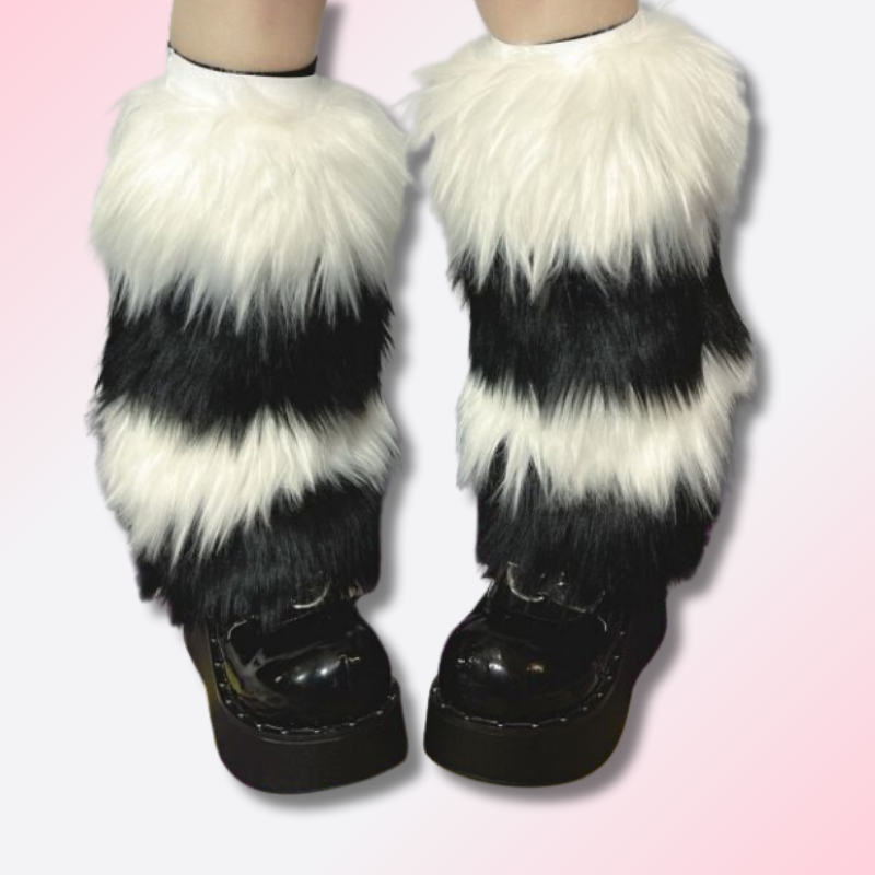 Jambières en Peluche à Rayures