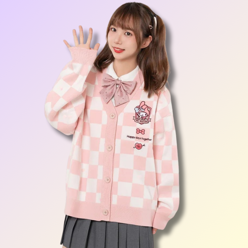 Cardigan Kawaii Carreaux
