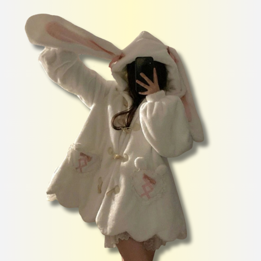 Kawaii Bunny Ear Fleece Coat