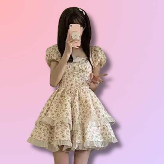 Floral Print Kawaii Dress