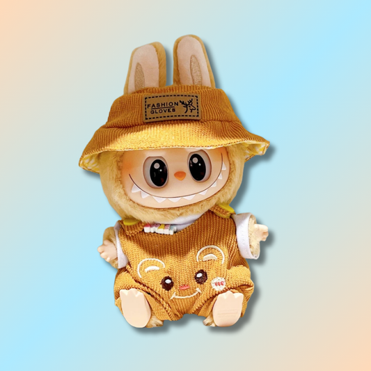 Kawaii Labubu Outfit Overalls and Hat Set