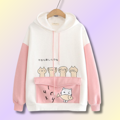 Kawaii Oversized Pocket Hoodie