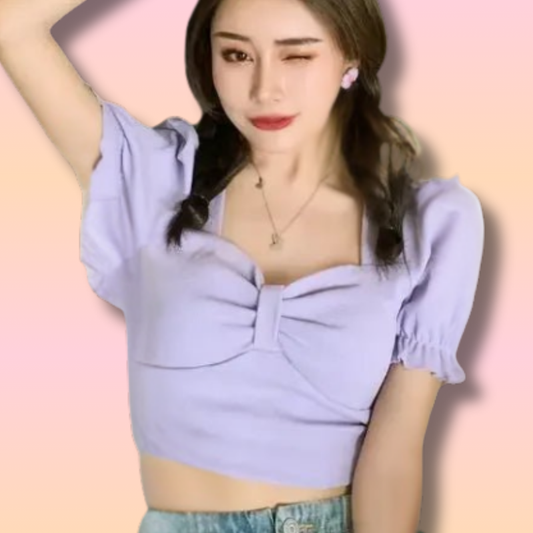 Kawaii Square Neck Crop Shirt