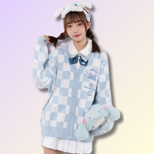 Cardigan Kawaii Carreaux