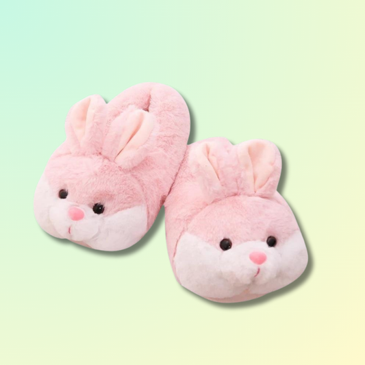 Chausson peluche lapin rose kawaii