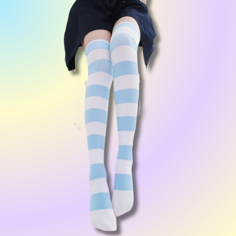 Chaussettes Hautes Kawaii à Rayures