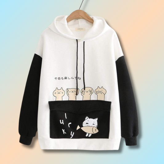 Kawaii Oversized Pocket Hoodie
