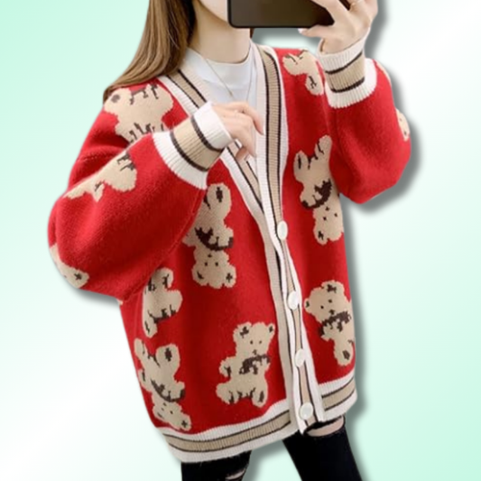 Kawaii Cardigan Ourson Femme