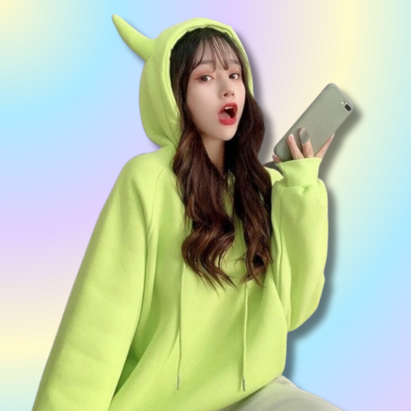 Sweat à capuche Kawaii Corne du Diable