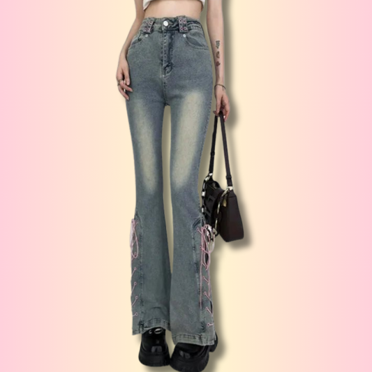 Cute Lace-Up Jeans