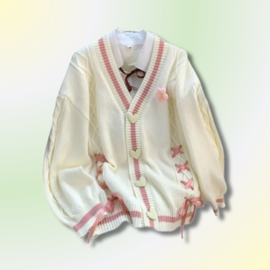 Cardigan à Noeuds Kawaii