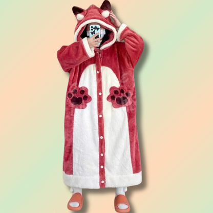 Winter Fleece Nightgown Dress Kawaii