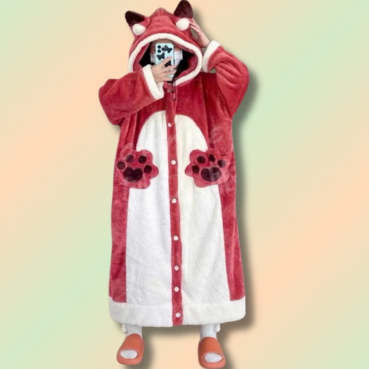 Winter Fleece Nightgown Dress Kawaii