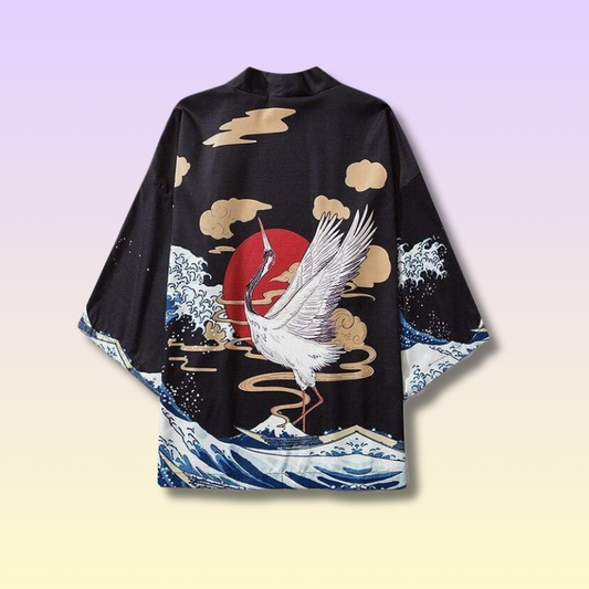 Kimono Japonais Grue Royale