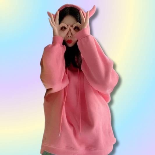 Sweat à capuche Kawaii Corne du Diable