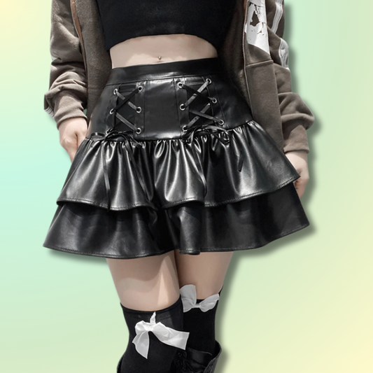 Leather Kawaii Mini Skirt