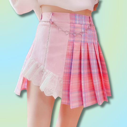 Pink Plaid Kawaii Skirt