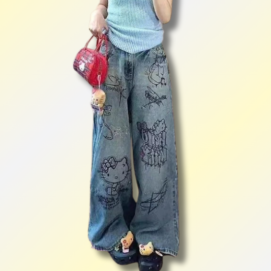 Cute Baggy Hello Kitty Jeans