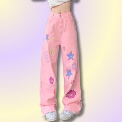 Jean Taille Haute Kawaii 