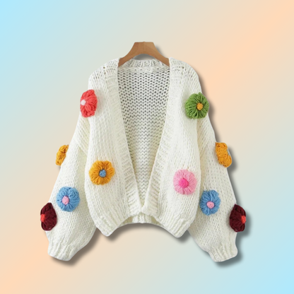 3d Flower Knit Cardigan