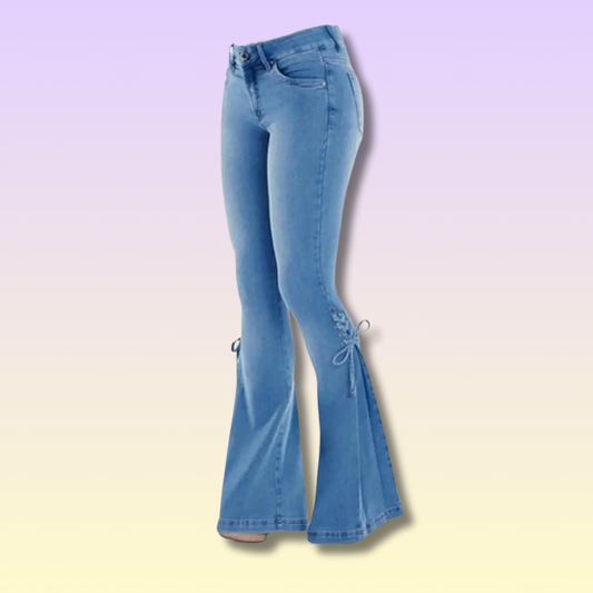 Kawaii Lace-Up Flare Jeans