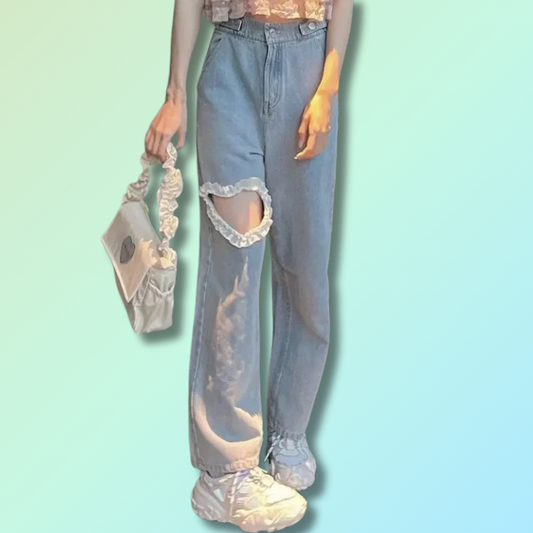 Cute Kawaii Straight-Leg Jeans