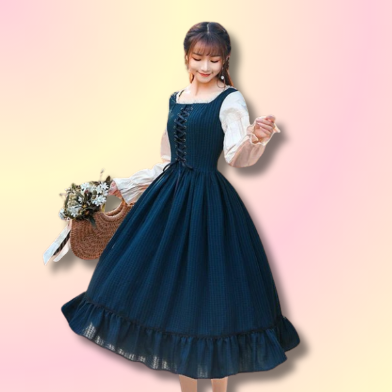 Cute Long Dress Navy Blue / M Cute Long Dress Navy Blue / M