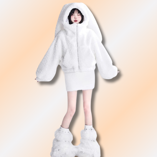 Veste à Capuche en Polaire Pelucheuse