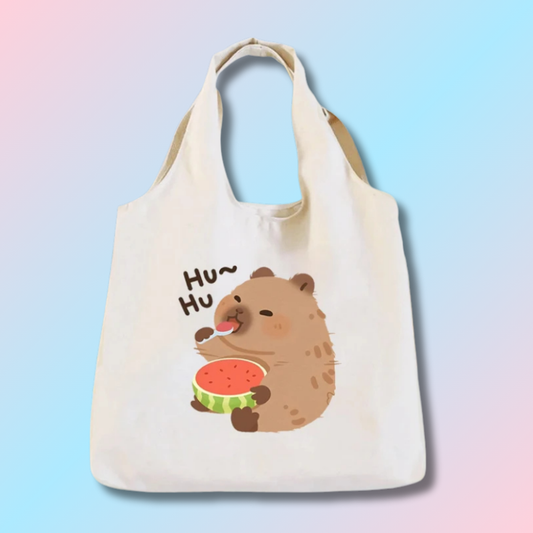 Kawaii Capybara Canvas Tote Bag
