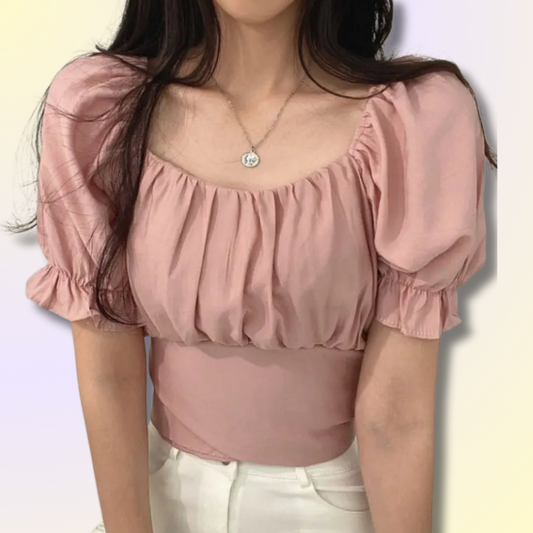 Puff Sleeve Kawaii Crop Top