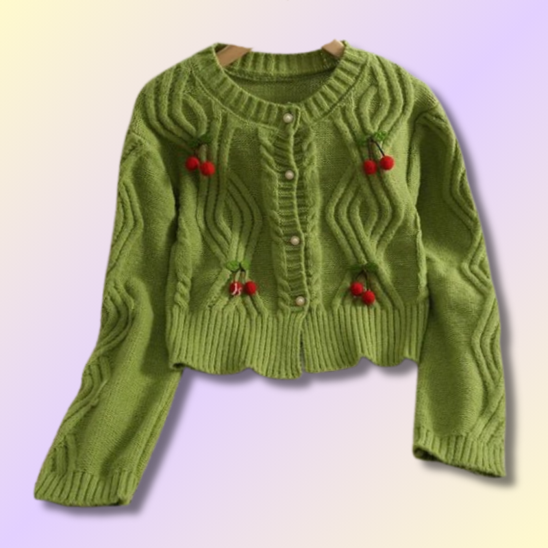 Kawaii Cherry Knitted Crop Vest