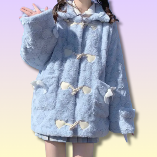 Kawaii Faux Fur Blue Coat