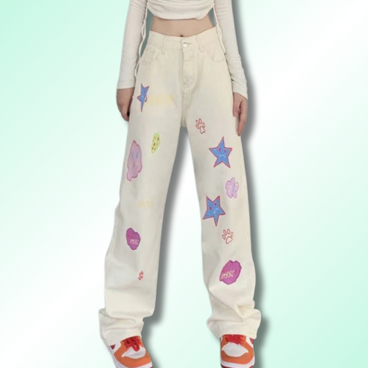 Kawaii High-Waisted Jeans