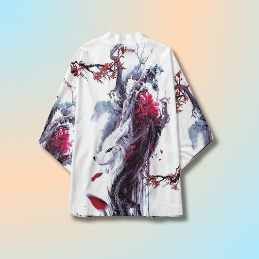 Kimono Cardigan Loup Blanc