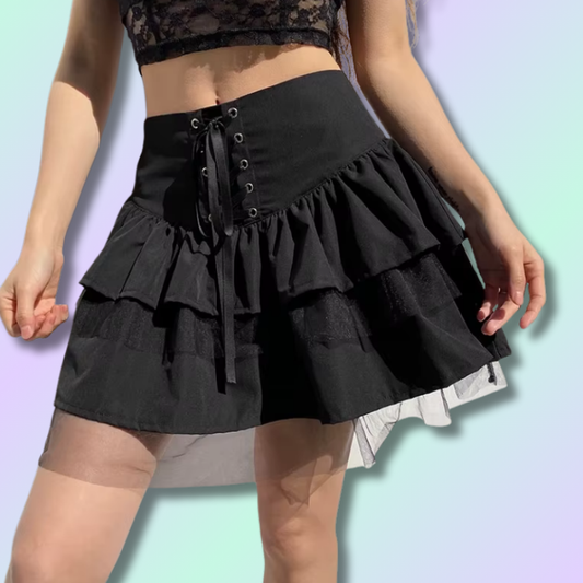 Sleek Kawaii Black Skirt