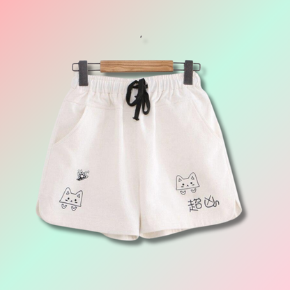 Casual Kawaii Tie Font Shorts