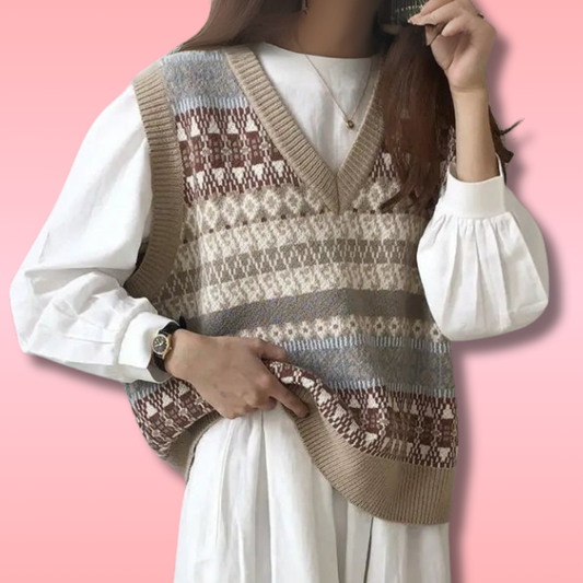 Gilet Tricoté Vintage Kawaii