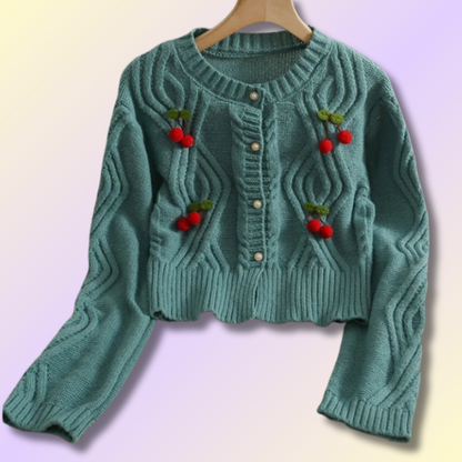 Kawaii Cherry Knitted Crop Vest