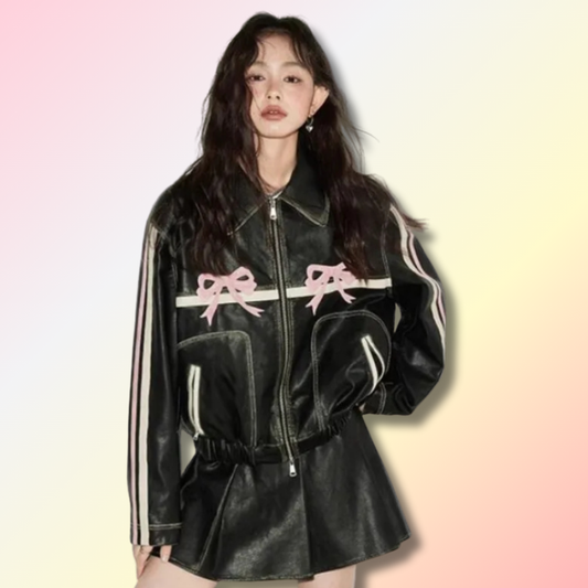 Veste en Cuir Kawaii